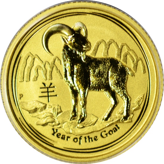 2015 AUSTRALIA LUNAR SERIES $15 GOLD - YEAR of the GOAT - 1/10 TROY OUNCE