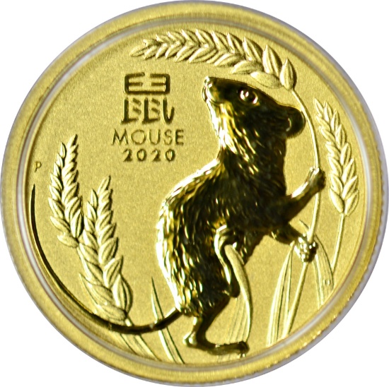 2020 AUSTRALIA LUNAR SERIES $15 GOLD - YEAR of the MOUSE - 1/10 TROY OUNCE