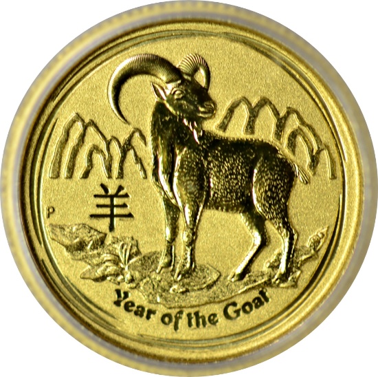 2015 AUSTRALIA LUNAR SERIES $5 GOLD - YEAR of the GOAT - 1/20 TROY OUNCE