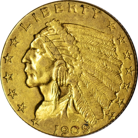 1909 INDIAN HEAD $2.50 GOLD PIECE