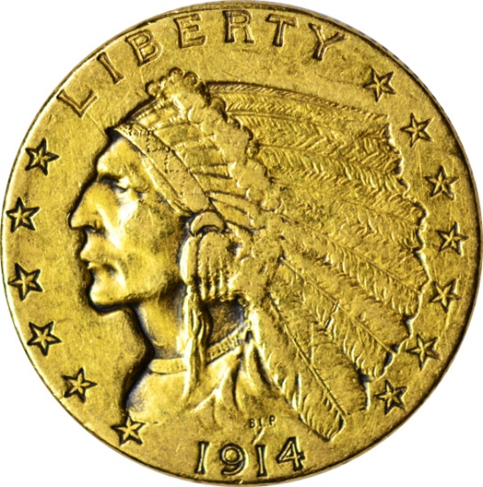 1914-D INDIAN HEAD $2.50 GOLD PIECE