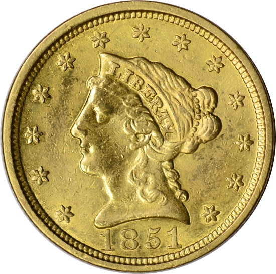1851 LIBERTY HEAD $2.50 GOLD PIECE
