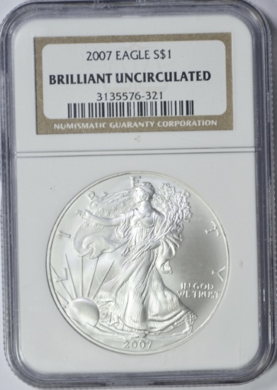 2007 SILVER EAGLE - NGC BRILLIANT UNCIRCULATED