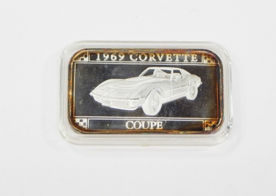 1969 CORVETTE 1 OZ .999 FINE SILVER BAR - OFFICIAL LICENSED GM PRODUCT