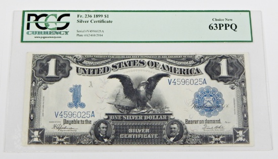 1899 $1 BLACK EAGLE SILVER CERTIFICATE - PCGS 63 PPQ