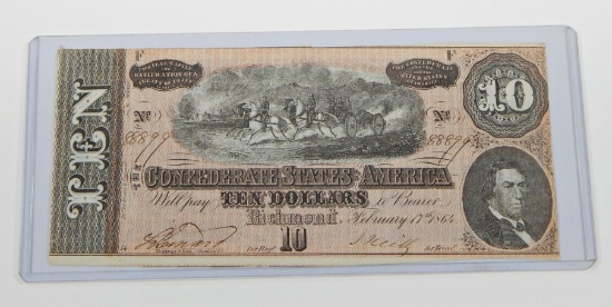 FEBRUARY 17, 1864 CONFEDERATE $10 NOTE - UNCIRCULATED