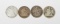 FOUR (4) SEATED LIBERTY HALVES - 1855-O ARROWS, 1858, 1858-O, 1859