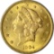 1904 $20 LIBERTY HEAD GOLD PIECE - PCGS MS64 - 1st GENERATION RATTLER HOLDER
