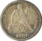 1891 SEATED LIBERTY DIME