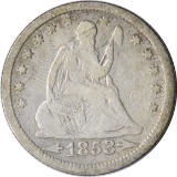 1853 ARROWS & RAYS SEATED LIBERTY QUARTER