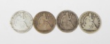 FOUR (4) SEATED LIBERTY HALVES - 1855-O ARROWS, 1858, 1858-O, 1859