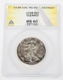 1938 WALKING LIBERTY HALF - ANACS MS60 DETAILS CLEANED