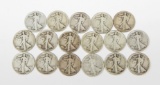 17 EARLY WALKING LIBERTY HALVES - (4) 1918-D, (4) 1918-S, (4) 1919-D, (5) 1919-S