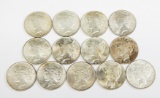 13 UNCIRCULATED PEACE DOLLARS dated 1922 to 1925