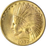 1932 $10 INDIAN HEAD GOLD PIECE - PCGS MS63 - 1st GENERATION RATTLER HOLDER