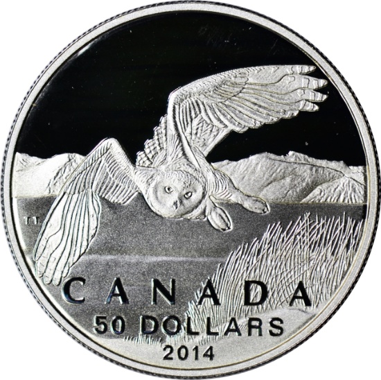 CANADA - 2014 $50 SNOWY OWL COIN - ONE HALF TROY OUNCE .999 FINE SILVER