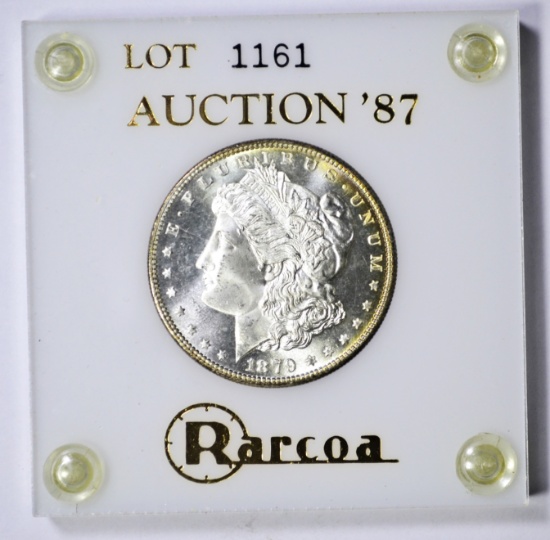 1879-S MORGAN DOLLAR - GEM BU - IN ORIGINAL 1987 RARCOA AUCTION HOLDER