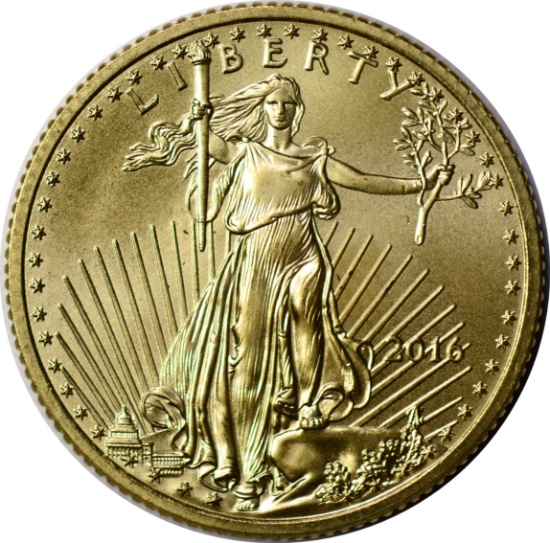 2016 $10 GOLD EAGLE - 1/4 OZ GOLD