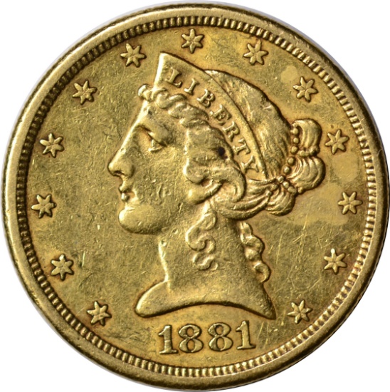 1881-S LIBERTY $5 GOLD PIECE