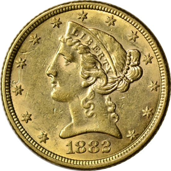 1882 LIBERTY $5 GOLD PIECE - UNCIRCULATED