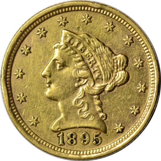 1895 LIBERTY $2.50 GOLD PIECE - AU DETAILS - SOLDER REVERSE