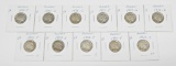 11 BUFFALO NICKELS in 2x2's - 1923 to 1938-D