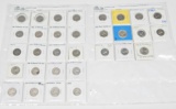 31 JEFFERSON NICKELS in 2x2's - 1939 to 2004 - MOST ARE PRE-1960