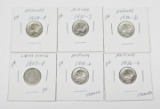 SIX (6) SILVER DIMES - 1857 SEATED LIBERTY + (5) MERCURY DIMES