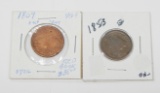 TWO (2) HALF CENTS - 1809 and 1853