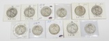 11 WALKING LIBERTY HALVES dated 1917 to 1929-S
