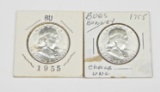 TWO (2) UNCIRCULATED 1955 FRANKLIN HALVES - ONE is BUGS BUNNY