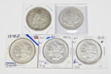 FIVE (5) 1878 MORGAN DOLLARS - (4) 1878 7TF, (1) 1878-S