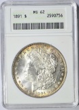 1891 MORGAN DOLLAR - ANACS MS62 - OLD HOLDER