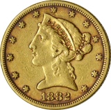 1882 LIBERTY HEAD $5 GOLD PIECE