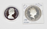 1985 PROOF VIRGIN ISLANDS SILVER $20 and 1981 CANADA SILVER DOLLAR
