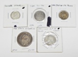 FIVE (5) WORLD COINS - (4) ARE SILVER