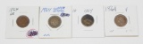 FOUR (4) 1864 INDIAN HEAD CENTS