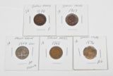 FIVE (5) SMALL CENTS - 1858 FLYING EAGLE to 1907 INDIAN HEAD