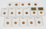 16 UNCIRCULATED WHEAT CENTS - 11 are in PLASTIC HOLDERS