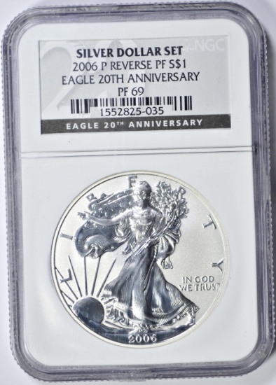 2006 REVERSE PROOF SILVER EAGLE - 20th ANNIVERSARY - NGC PF69