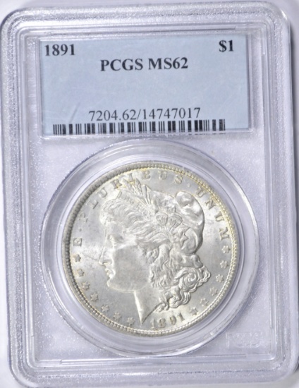 1891 MORGAN DOLLAR - PCGS MS62