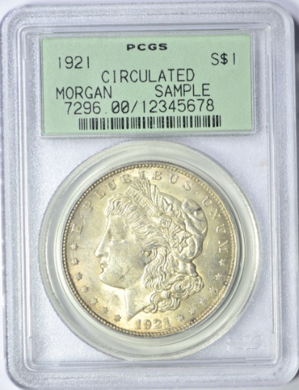 SCARCE 1921 MORGAN DOLLAR in OLD GREEN LABEL PCGS SAMPLE SLAB