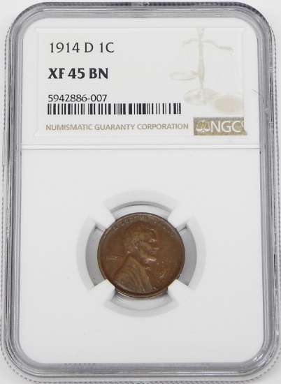 1914-D LINCOLN CENT - NGC XF45