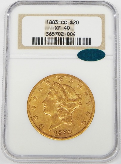 1883-CC LIBERTY $20 GOLD PIECE - NGC XF40 - CAC