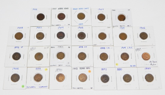 26 INDIAN HEAD CENTS - 1880 to 1909