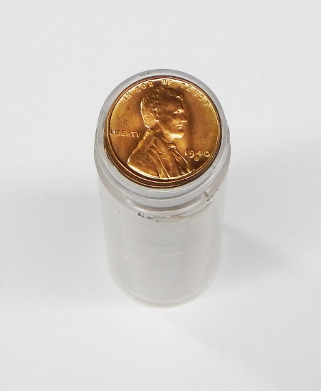 BEAUTIFUL ORIGINAL ROLL of 50 UNCIRCULATED 1940-S LINCOLN CENTS