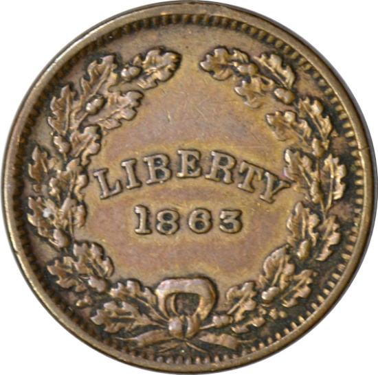 1863 CIVIL WAR PATRIOTIC TOKEN - UNION - LIBERTY