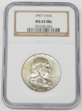 1957-D FRANKLIN HALF - NGC MS65 FULL BELL LINES