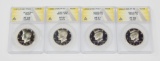 FOUR (4) CLAD PROOF KENNEDY HALVES graded by ANACS