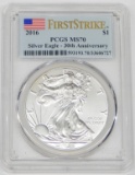 2016 SILVER EAGLE - PCGS MS70 FIRST STRIKE - 30th ANNIVERSARY